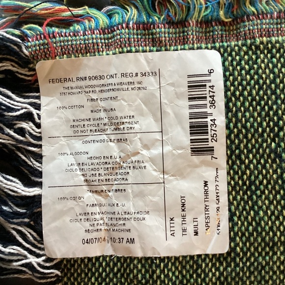 The Manual Woodworkers & Weavers TIE THE KNOT Wedding Tapestry Throw 51x68 NWT - Picture 7 of 11